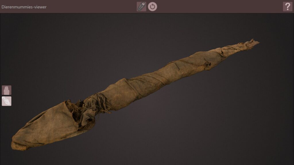 The photoscanned exterior of the crocodile mummy displayed in the animal mummy viewer.
