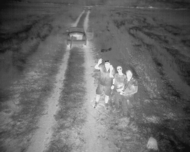 A thermal image of us in the field